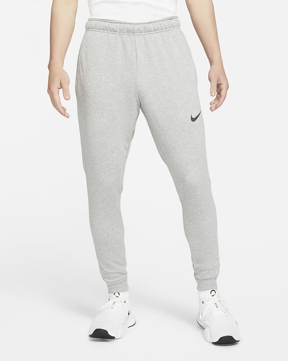 Nike training dri fit tapered fleece joggers grey sale